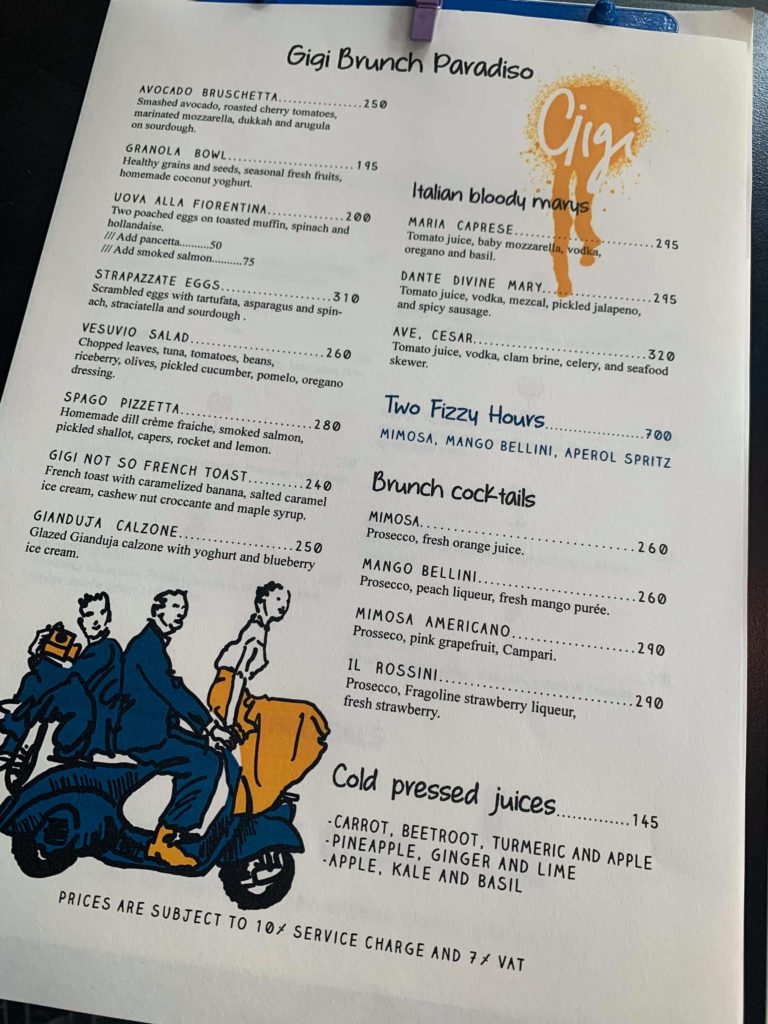 Gigi coffee menu