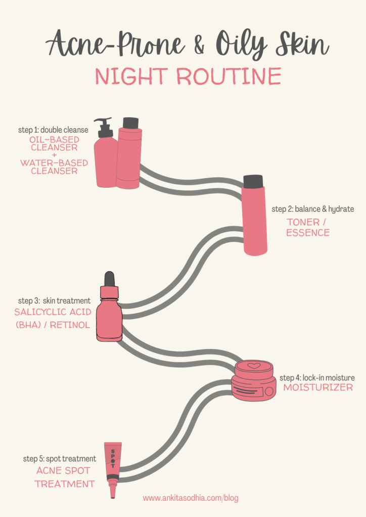 night routine for oily acne prone skin